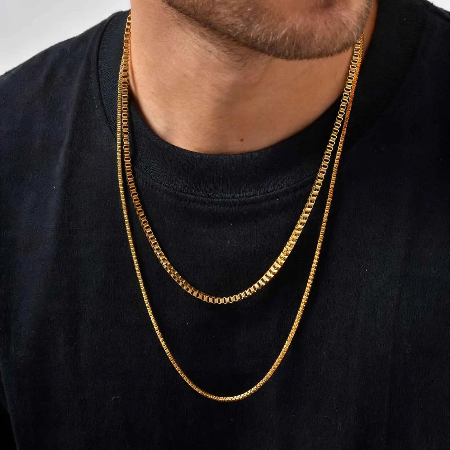 1/2/3 mm dünne Halskette für Damen und Herren, quadratische Box-Kettenglieder aus Edelstahl, Unisex-Schmuckgeschenk