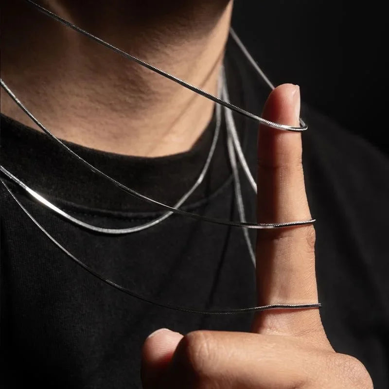 1 Stück Punk-Hip-Hop-Schlangengliederkette aus 925er Sterlingsilber für Herren und Damen, Schmuckgeschenk, Ketten für Männer