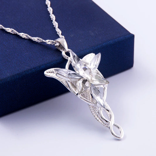 Film „Der Herr der Ringe“ Arwen Evenstar Halskette, Elfenprinzessin Arwen, Twilight Star Kristall-Anhänger-Halskette für Damen, Choker-Schmuckgeschenk
