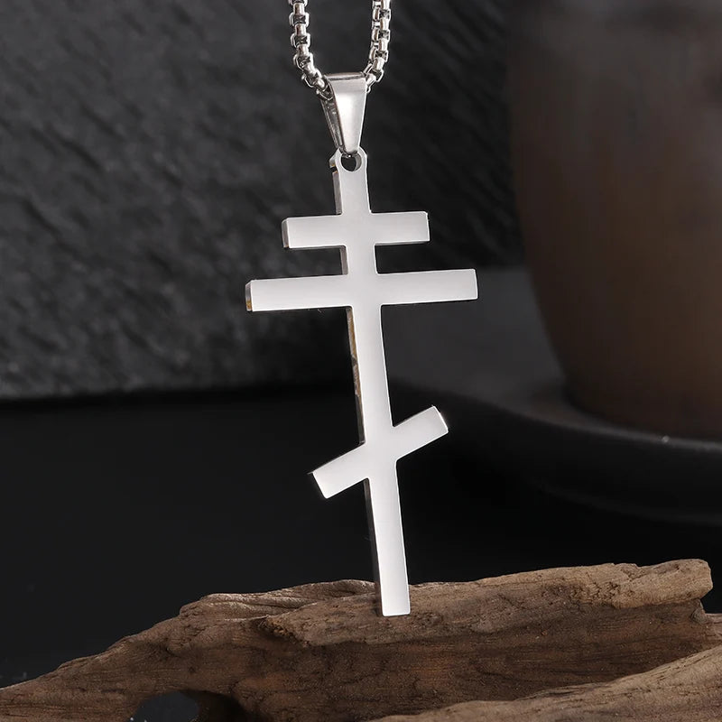 Orthodoxes Kreuz Edelstahl-Anhänger, christliche ewige Kirche, inspirierende Nika-Halskette für Männer und Frauen, modisches Schmuckgeschenk