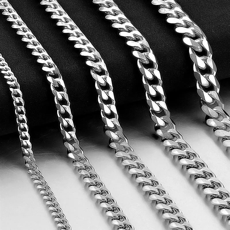 Klassische vielseitige Edelstahl-Cuban-Link-Kette Halskette für Männer und Frauen, Basic Punk Panzerkette Schmuckzubehör
