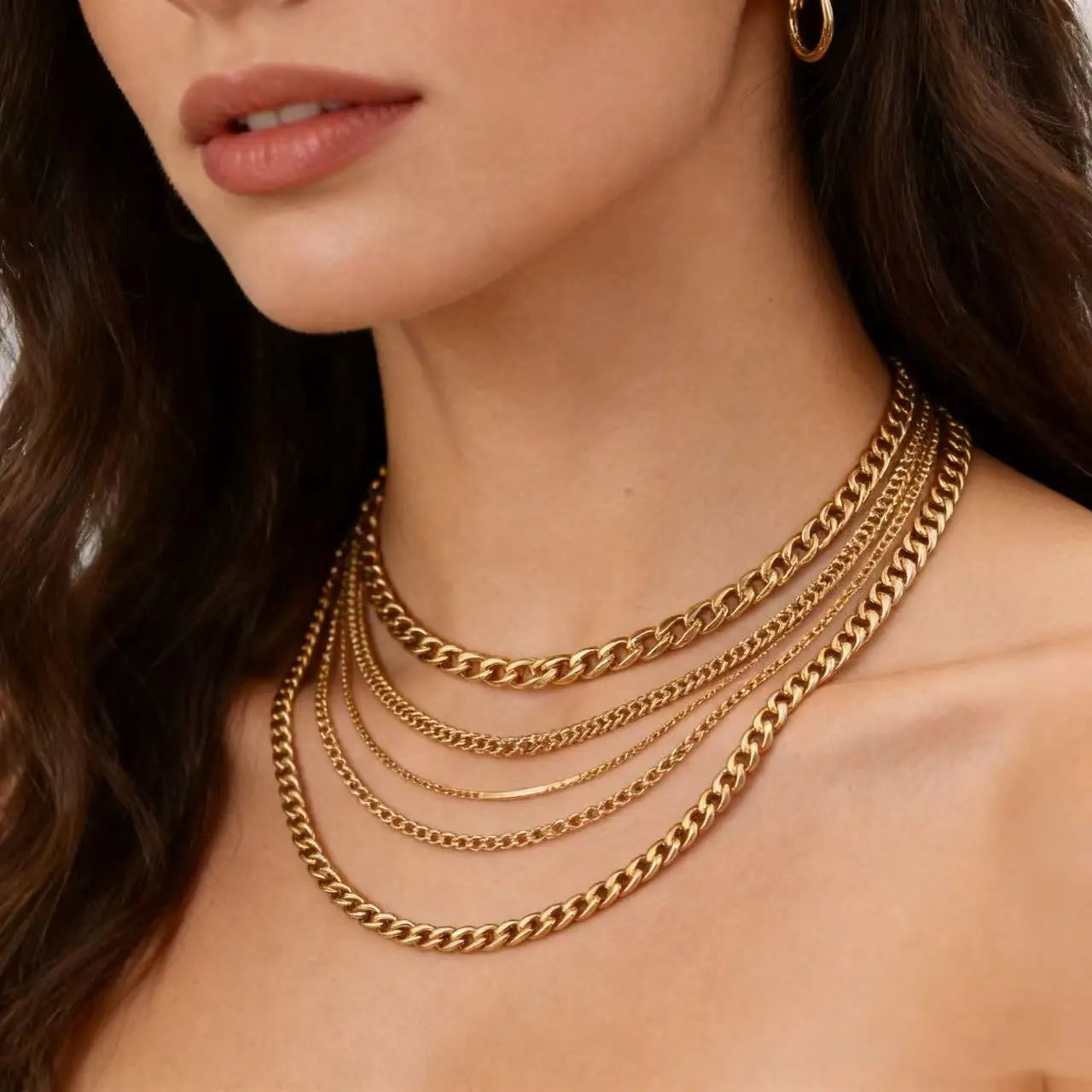 Klassische vielseitige Edelstahl-Cuban-Link-Kette Halskette für Männer und Frauen, Basic Punk Panzerkette Schmuckzubehör