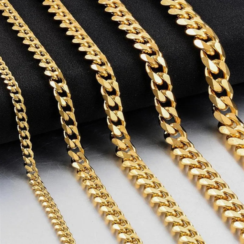 Klassische vielseitige Edelstahl-Cuban-Link-Kette Halskette für Männer und Frauen, Basic Punk Panzerkette Schmuckzubehör