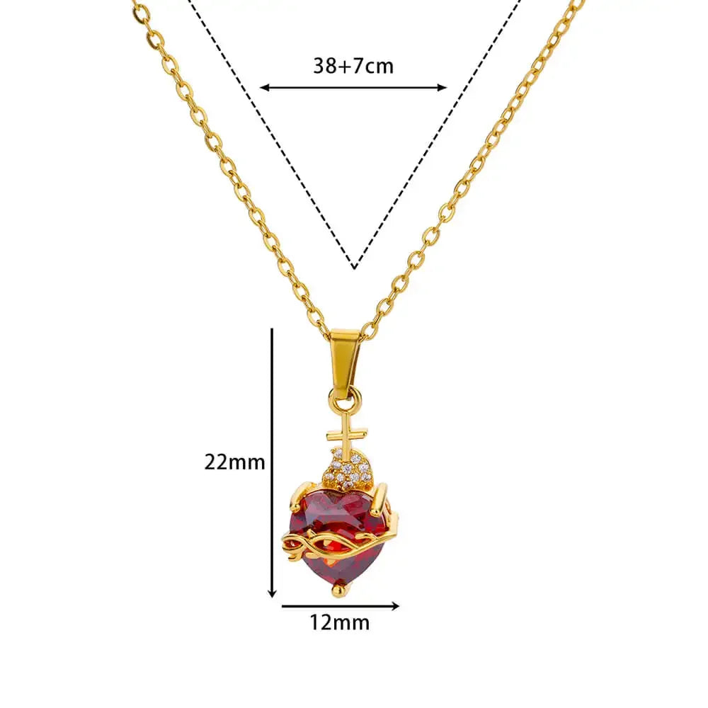 Edelstahl-Halskette mit Zirkon-Herz-Kreuz für Damen und Mädchen, Kette, Liebes-Halskette, Vintage-ästhetischer Modeschmuck, Geschenk
