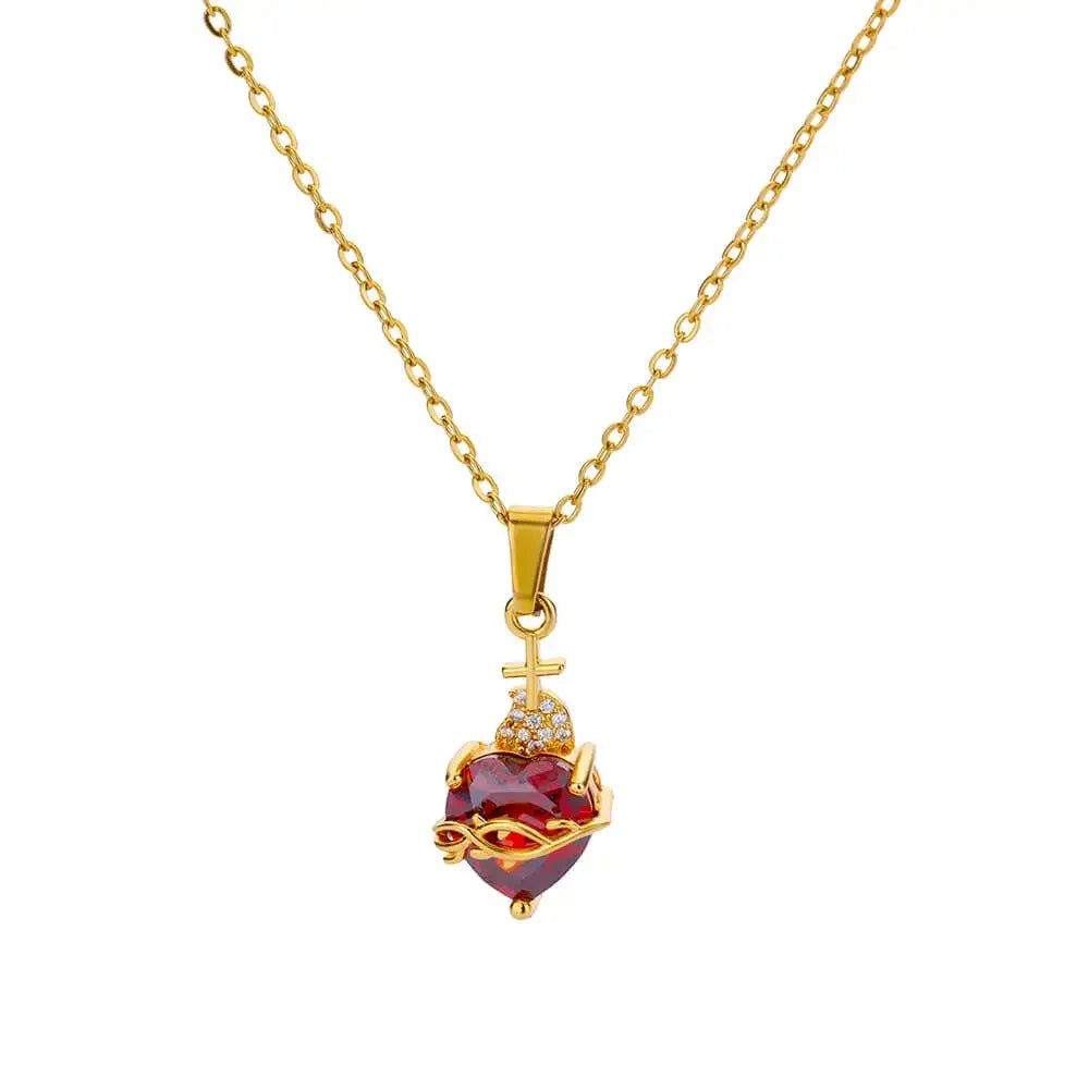 Edelstahl-Halskette mit Zirkon-Herz-Kreuz für Damen und Mädchen, Kette, Liebes-Halskette, Vintage-ästhetischer Modeschmuck, Geschenk