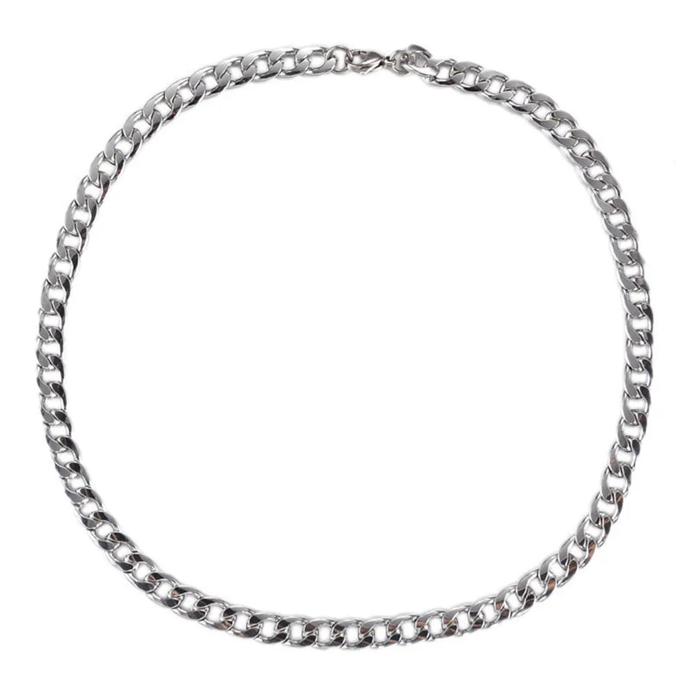 Hip-Hop Cuban-Kettenhalskette, Rock Edelstahl Basic Kette Männer Halskette, schlichte Halskette für Frauen, modischer Party-Schmuck
