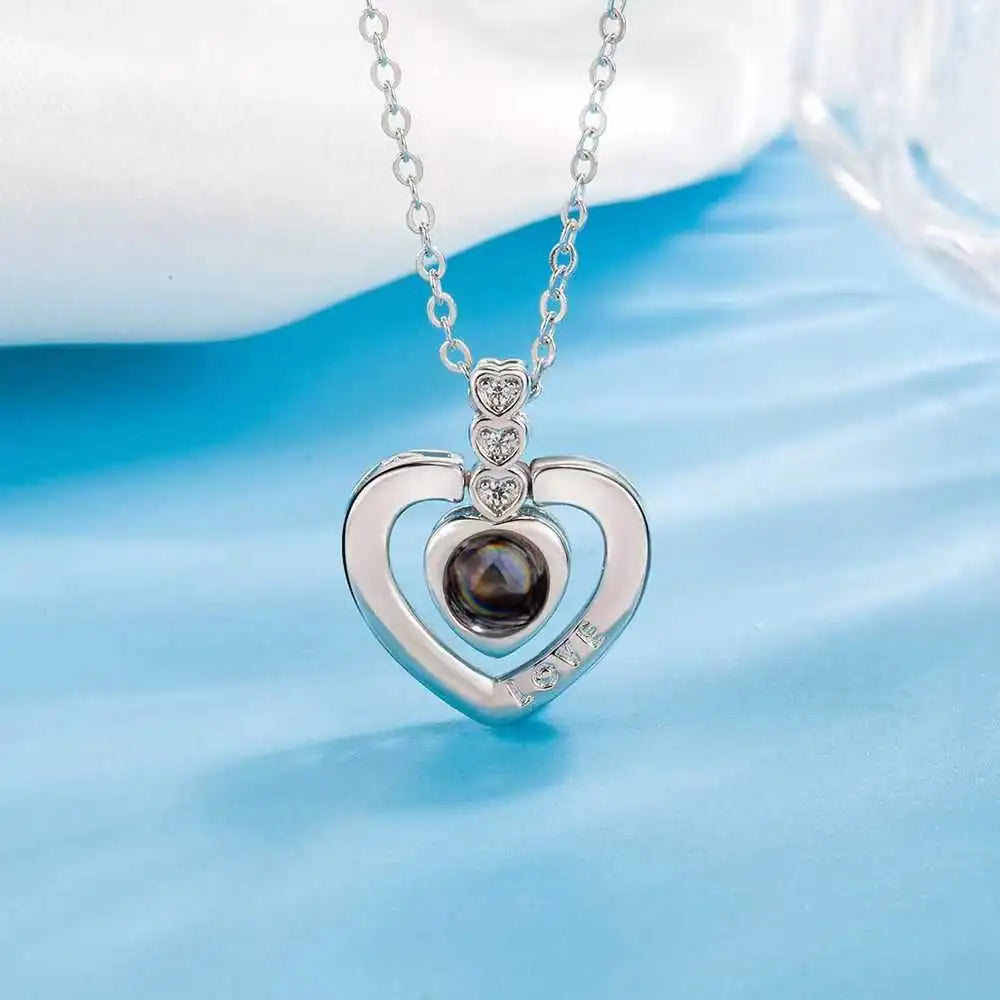 Halskette mit Herz-Projektionsfoto, Haustierfoto-Anhänger, Erinnerungsstück für Haustiere, Geschenk zum Jahrestag, Valentinstag