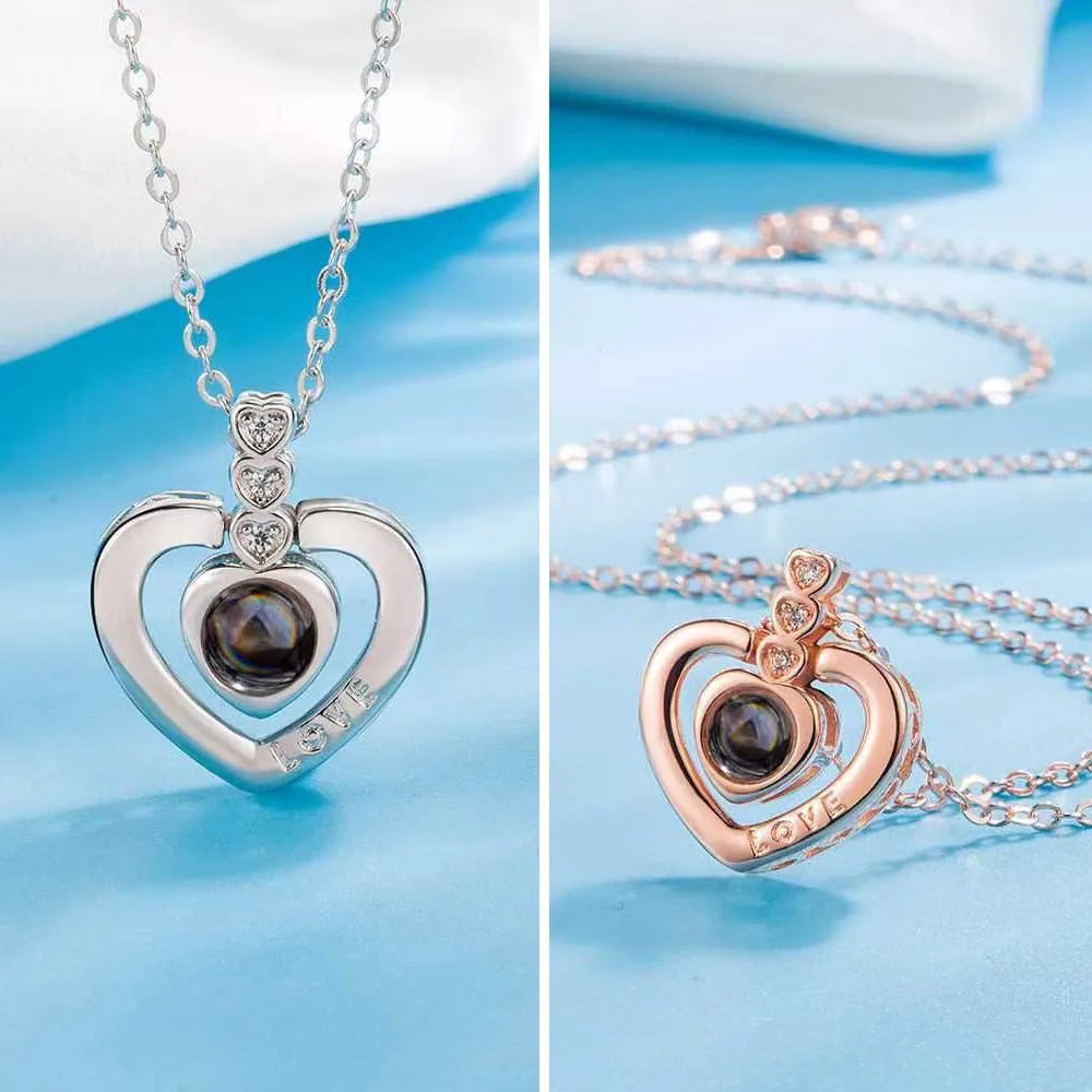 Halskette mit Herz-Projektionsfoto, Haustierfoto-Anhänger, Erinnerungsstück für Haustiere, Geschenk zum Jahrestag, Valentinstag