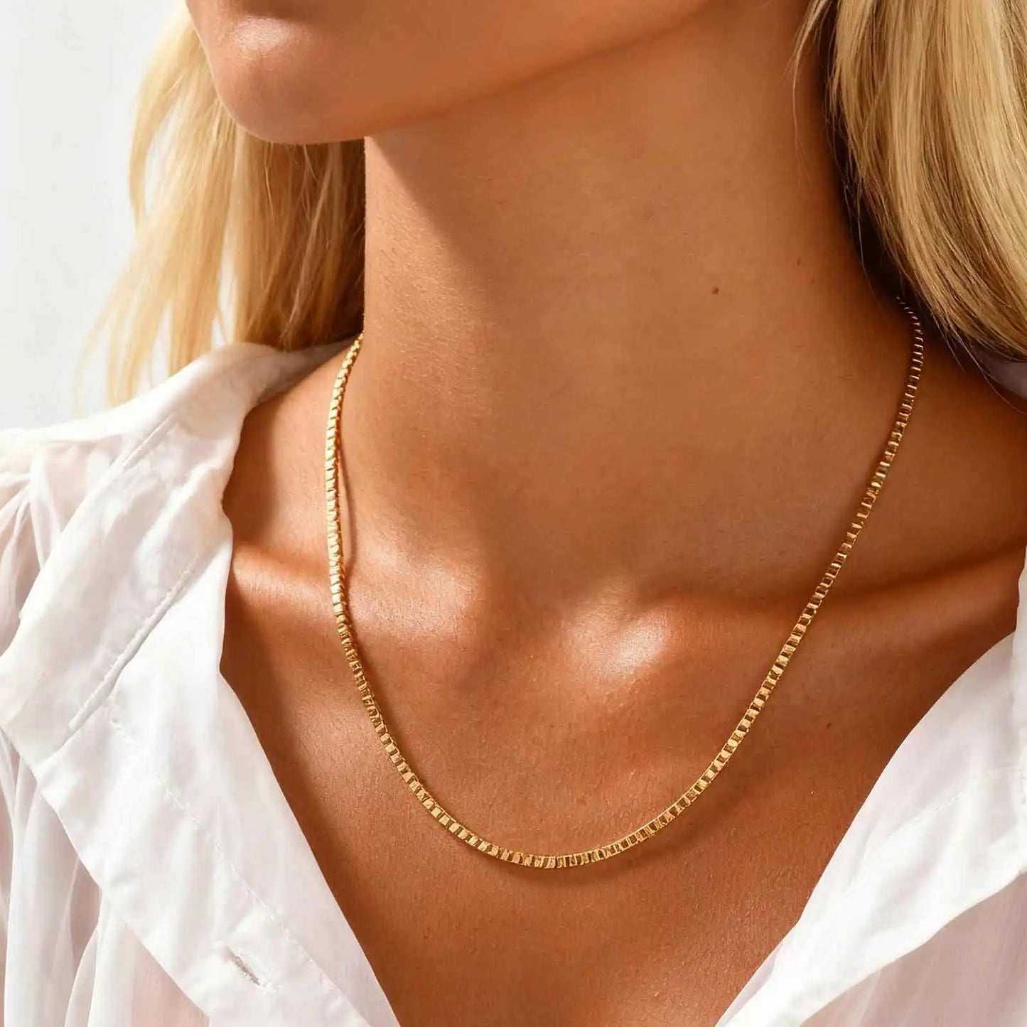 1/2/3 mm dünne Halskette für Damen und Herren, quadratische Box-Kettenglieder aus Edelstahl, Unisex-Schmuckgeschenk